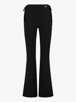 Aansluitende flared broek met veter details