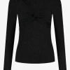 Aansluitende glitter top met gedrapeerd detail