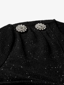 Aansluitende glitter top met gedrapeerd detail