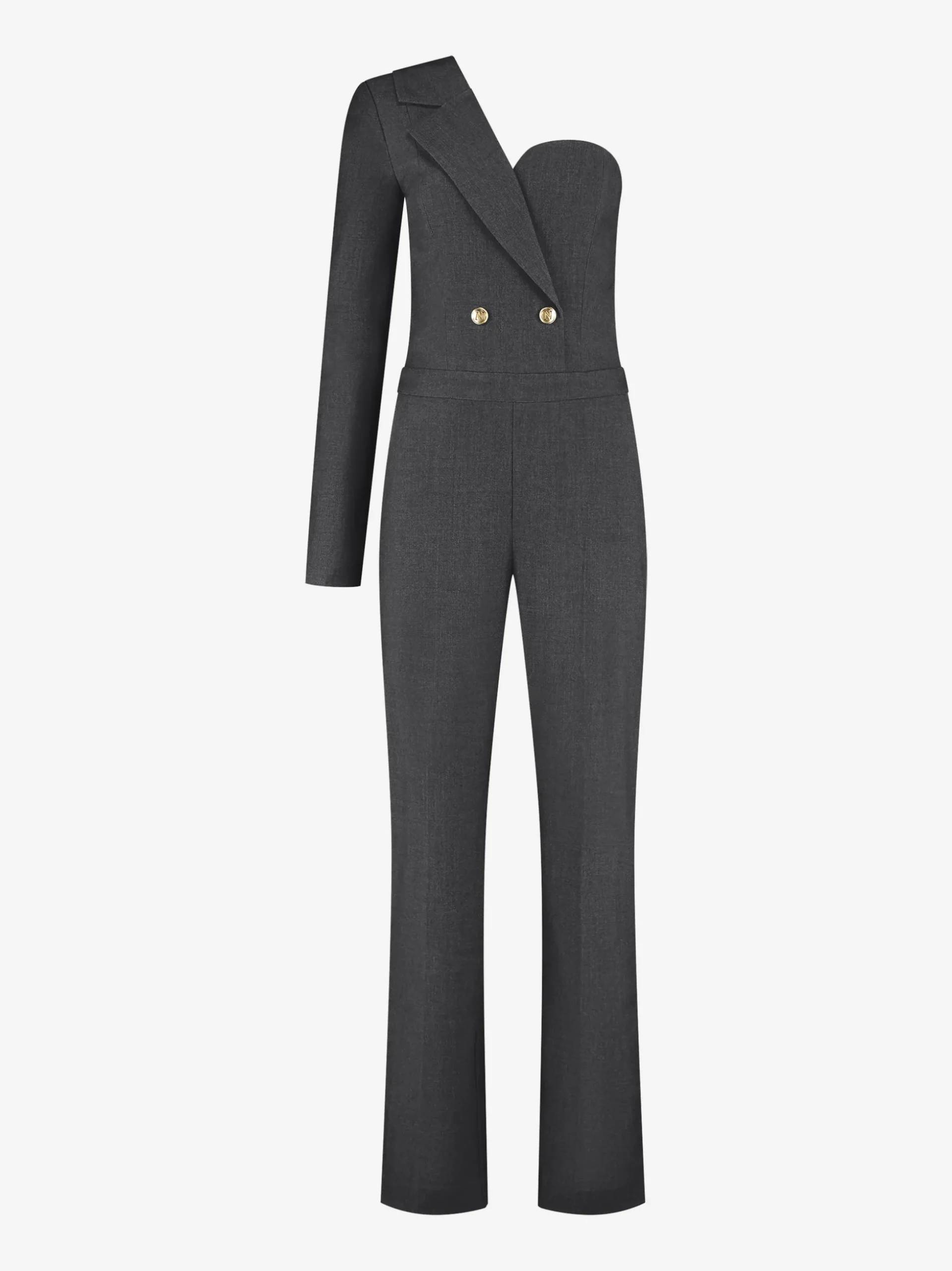 Aansluitende one shoulder jumpsuit