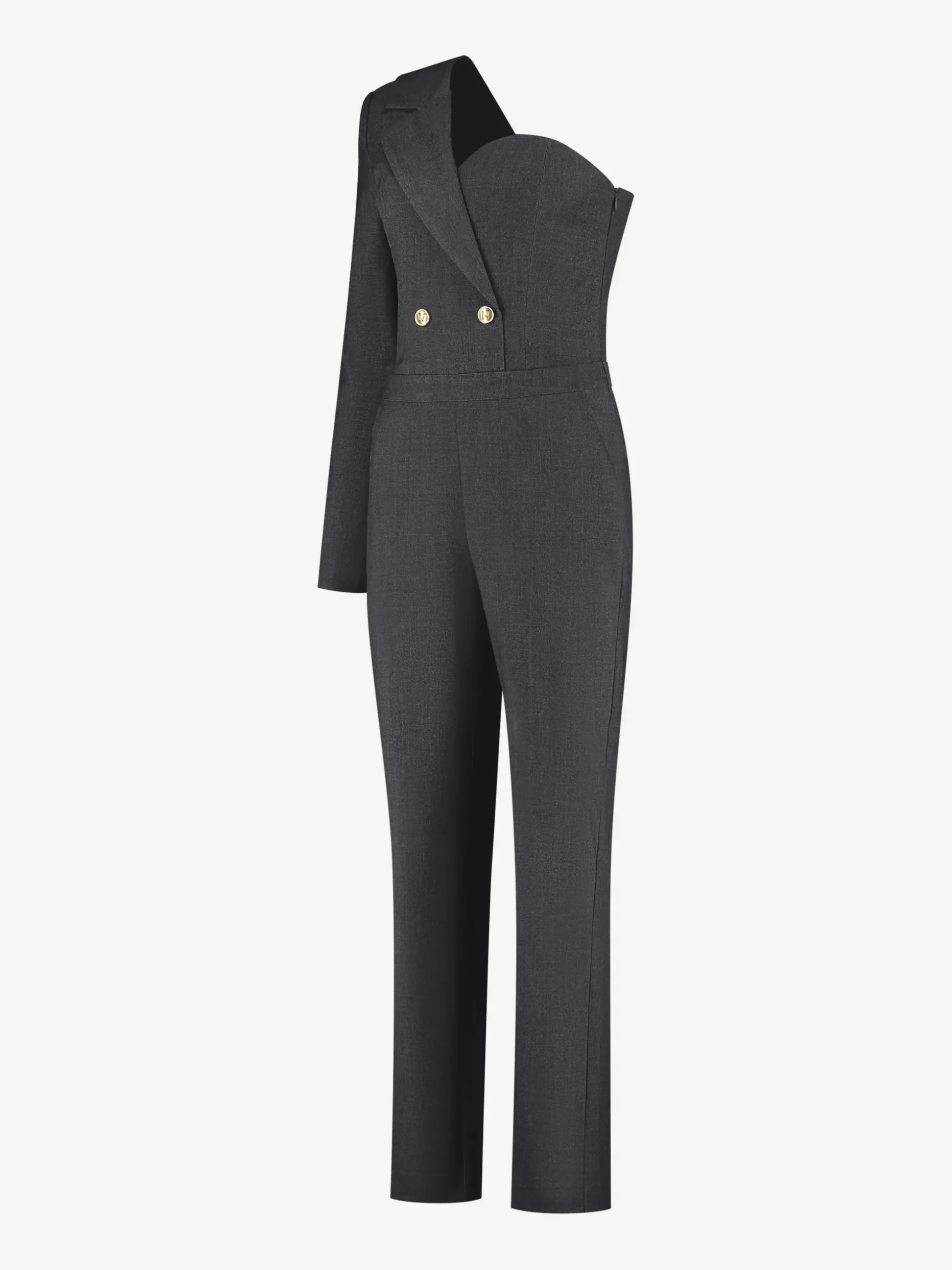 Aansluitende one shoulder jumpsuit