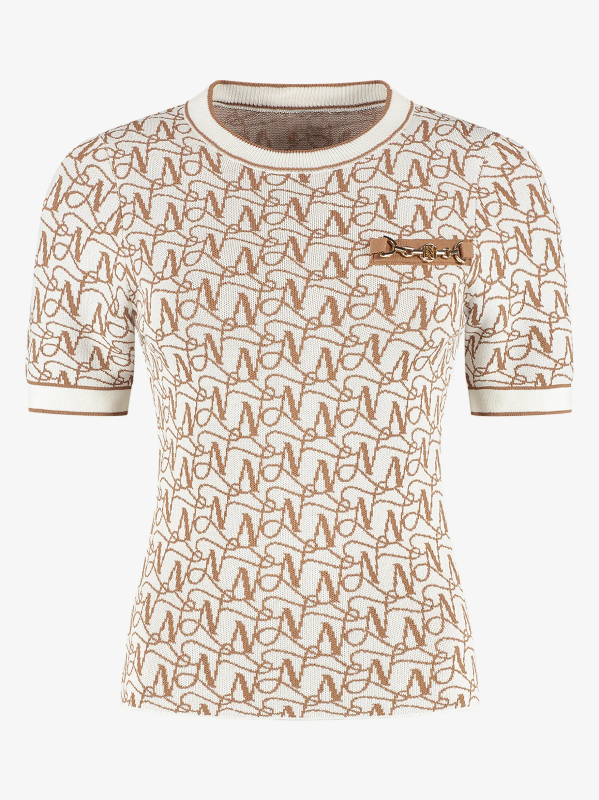 Aansluitende top met logo patroon en ketting detail