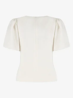 Aansluitende top met pofmouwen en strass detail