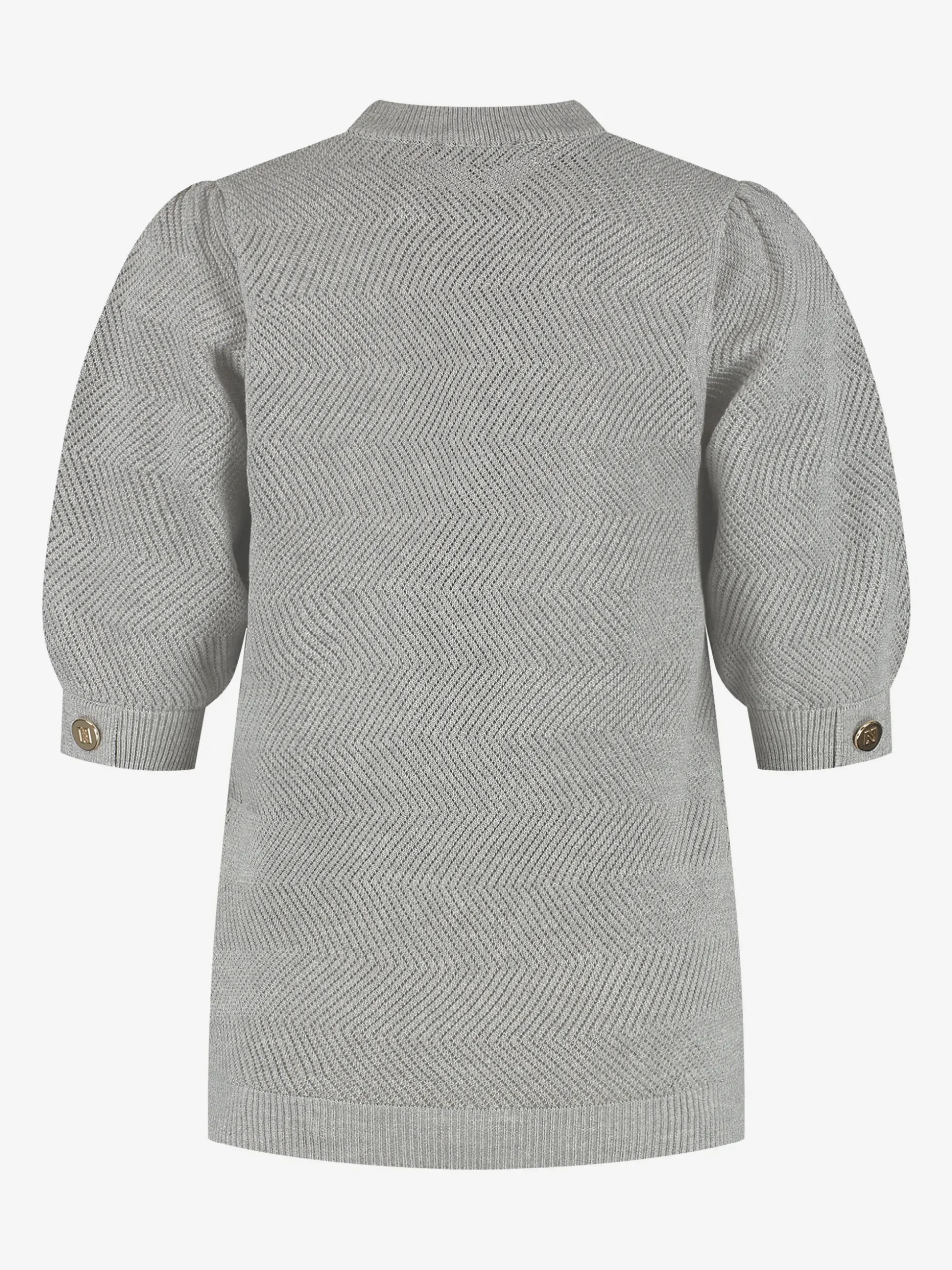Ajour gebreide top met pofmouwen