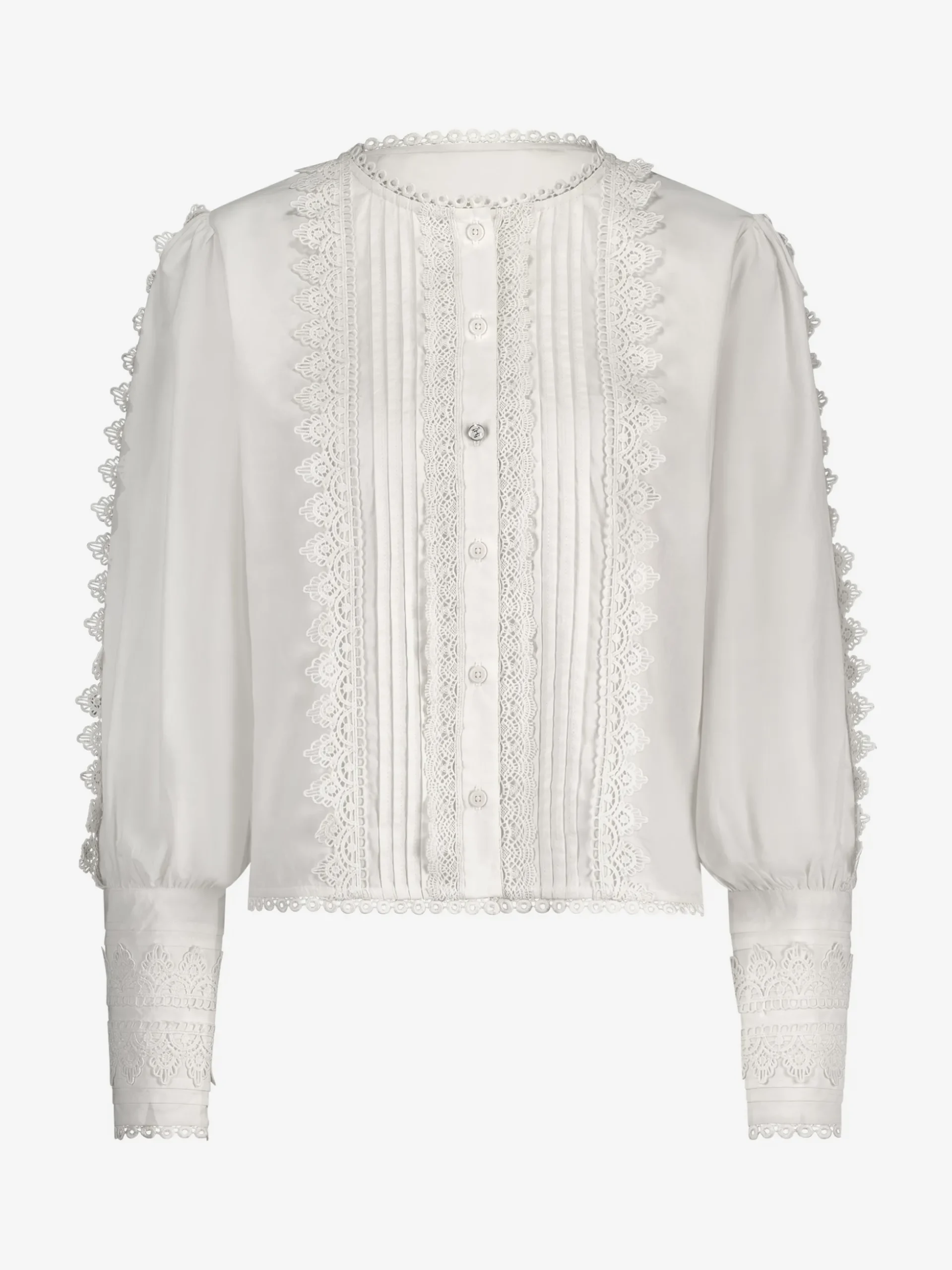 Blouse met broderie en ballonmouwen