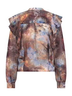 Blouse met grafische print en ruches