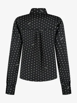 Blouse met stippen en strikkoord