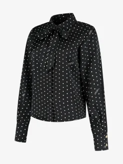 Blouse met stippen en strikkoord