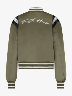 Bomber jack met geborduurd logo en gestreepte details