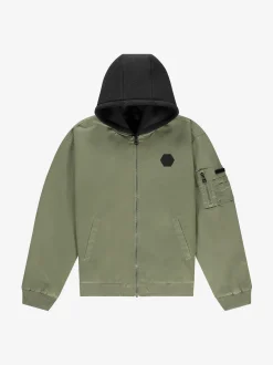 Bomberjack met capuchon en logo patch