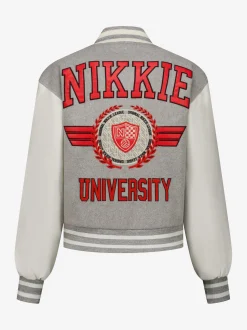 Bomberjack met N-logo en geborduurde university print