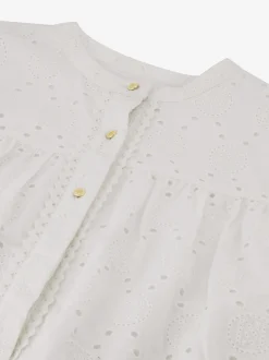 Broderie anglaise top met pofmouwen