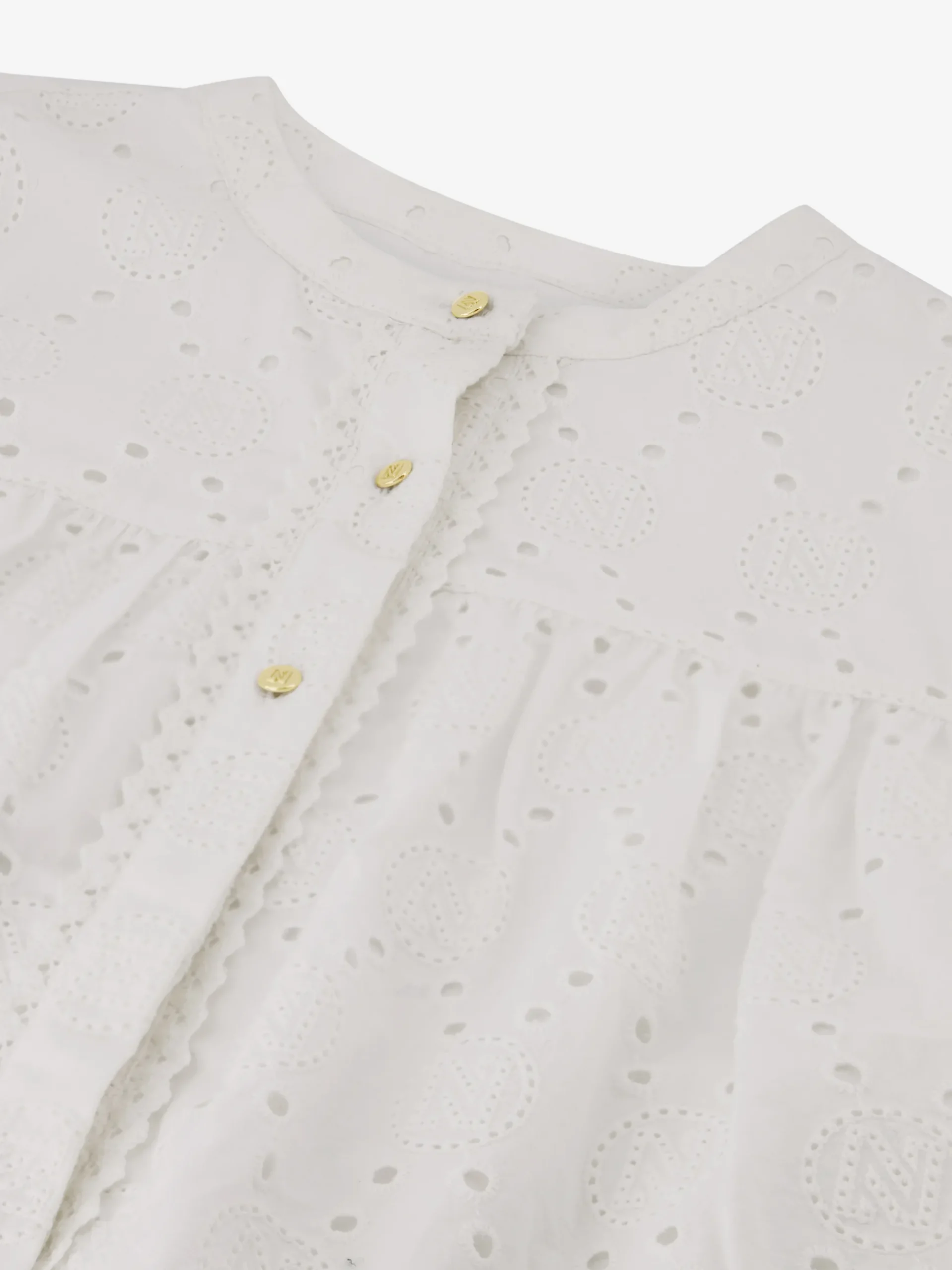 Broderie anglaise top met pofmouwen