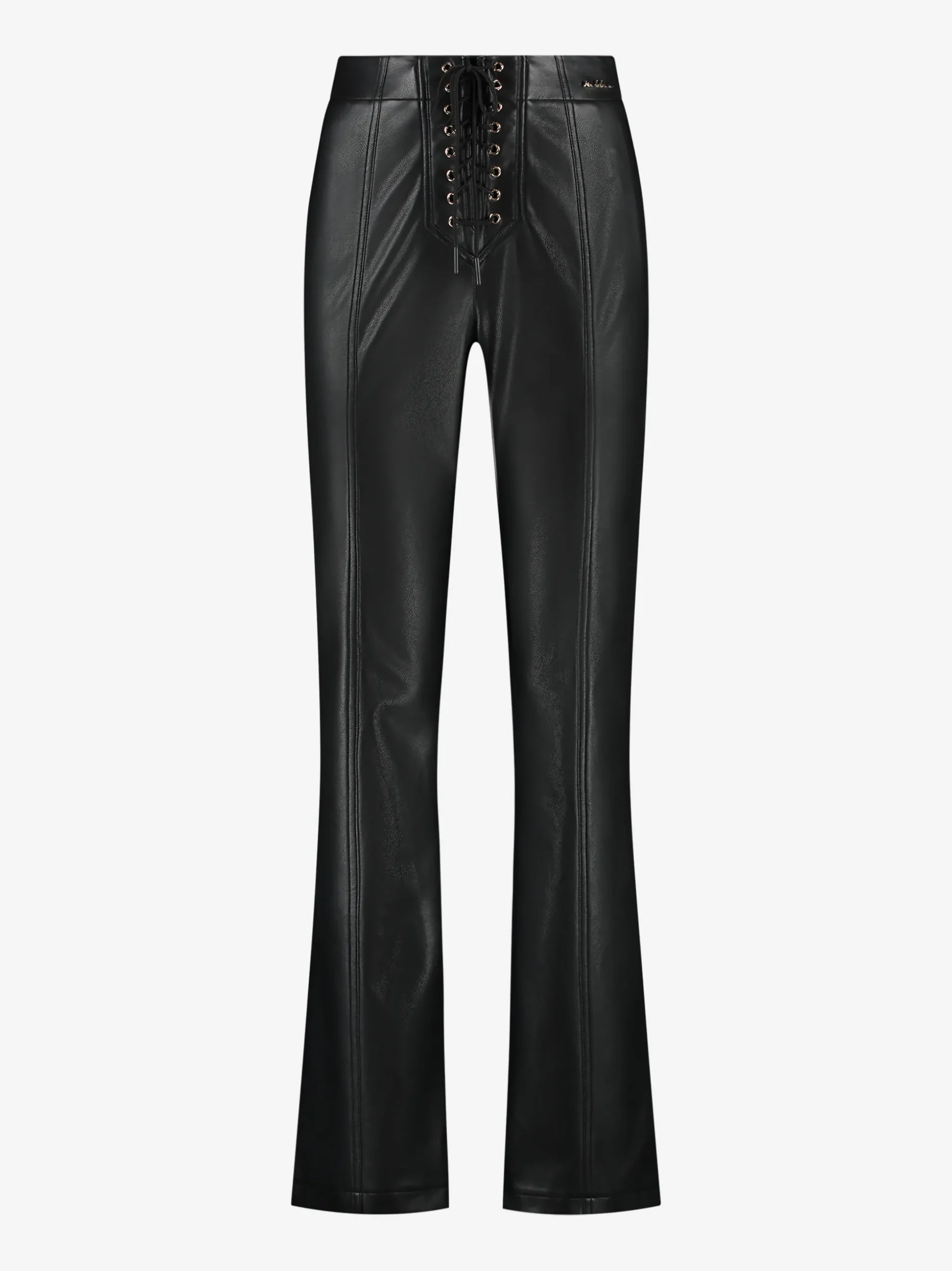 Broek van imitatieleer met veter detail