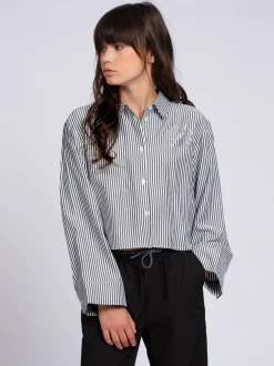 Cropped blouse met wijde mouwen en strass details