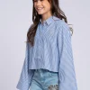 Cropped blouse met wijde mouwen en strass details