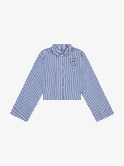 Cropped blouse met wijde mouwen en strass details