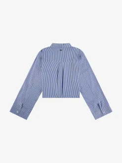Cropped blouse met wijde mouwen en strass details