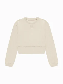 Cropped sweater met brede elastische tailleband