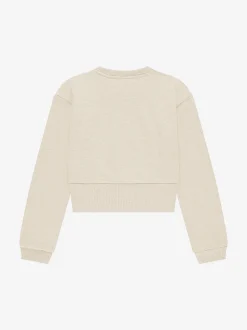 Cropped sweater met brede elastische tailleband