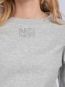 Cropped sweater met brede elastische tailleband