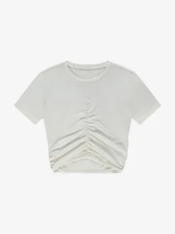 Cropped T-shirt met gedrapeerd detail
