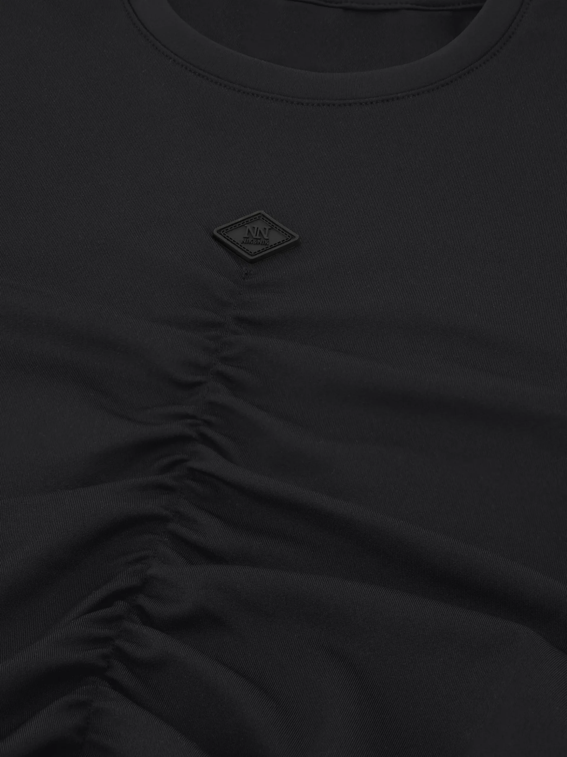 Cropped T-shirt met gedrapeerd detail