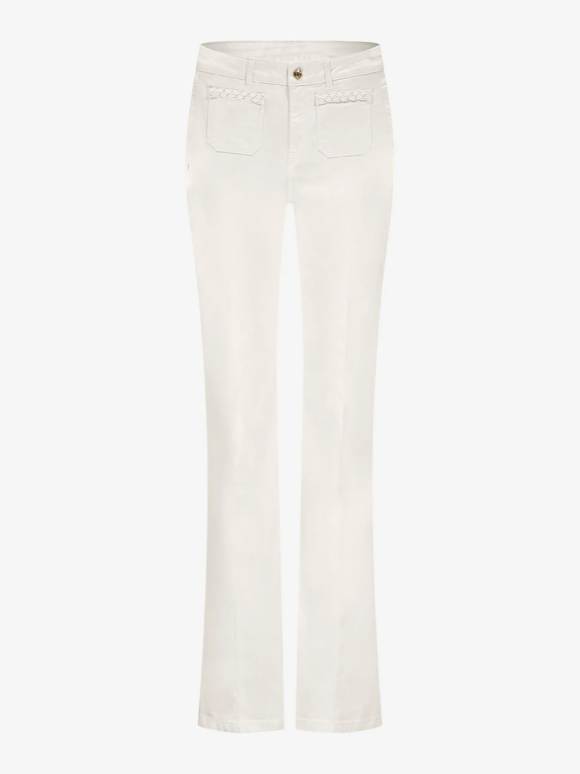 Flared jeans met gevlochten detail bij zakken