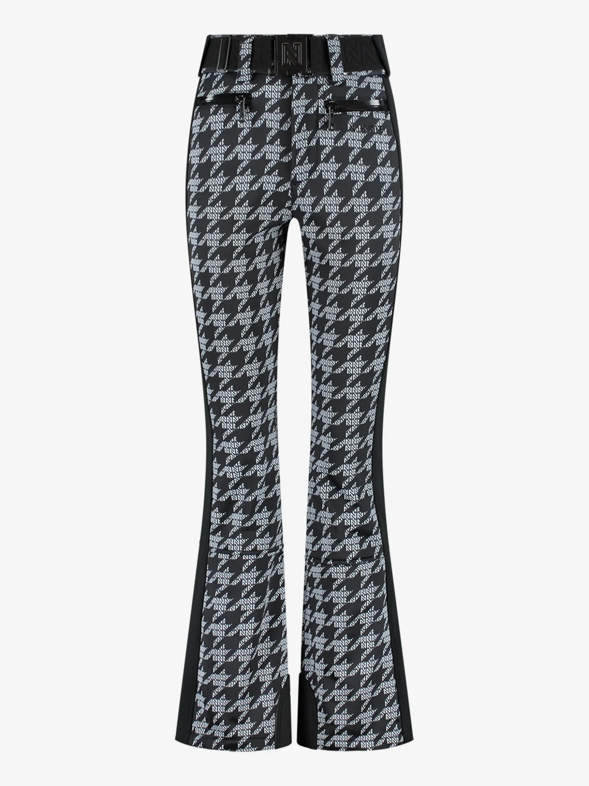 Flared ski broek met logo patroon en elastische riem