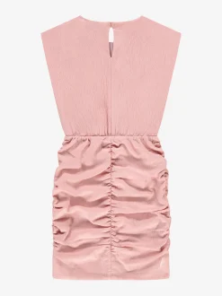 Gedrapeerde jurk met kapmouwtjes en elastische tailleband