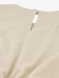 Gedrapeerde jurk met kapmouwtjes en elastische tailleband