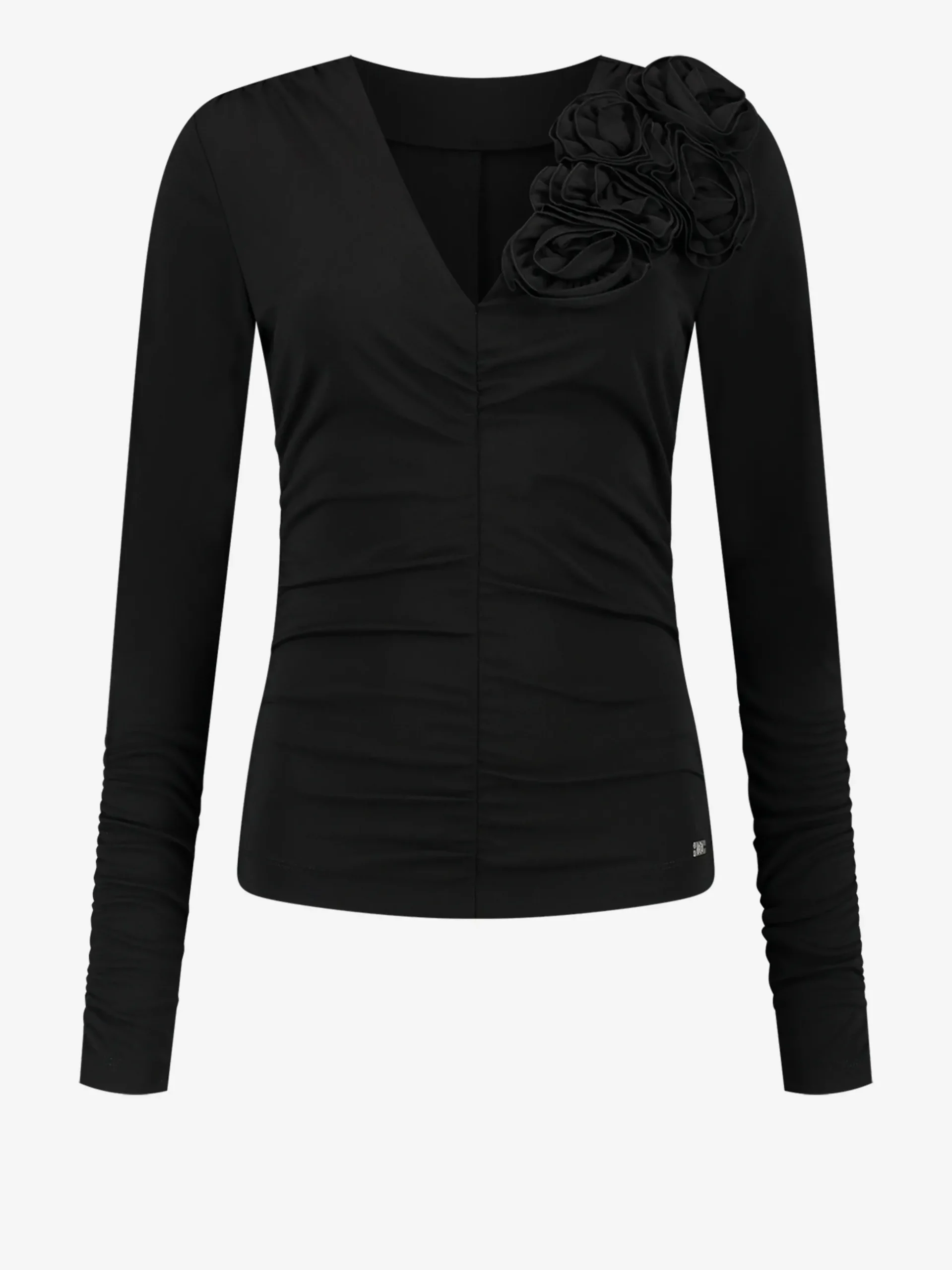 Gedrapeerde top met bloem detail