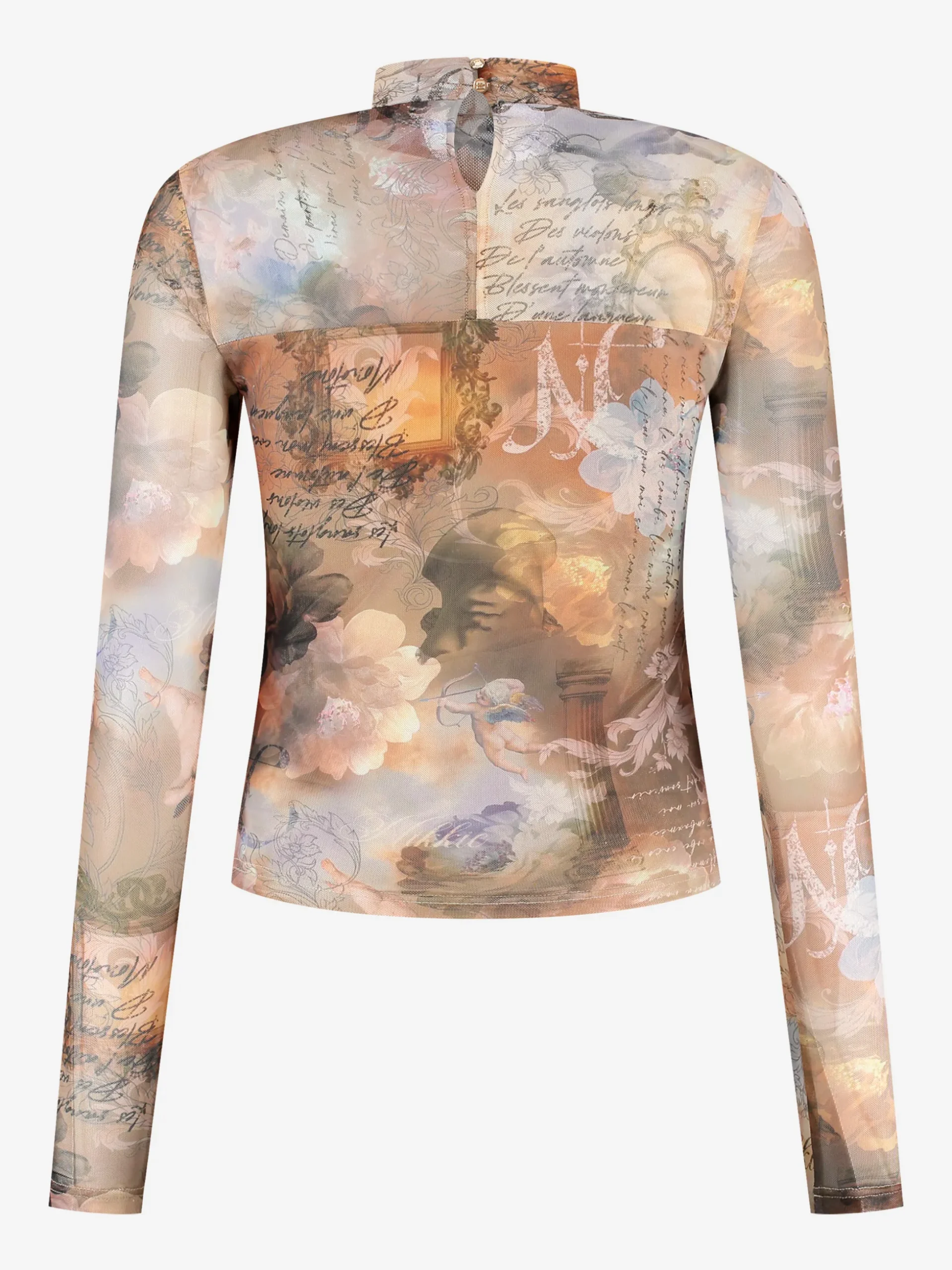 Gedrapeerde top met mesh en een col