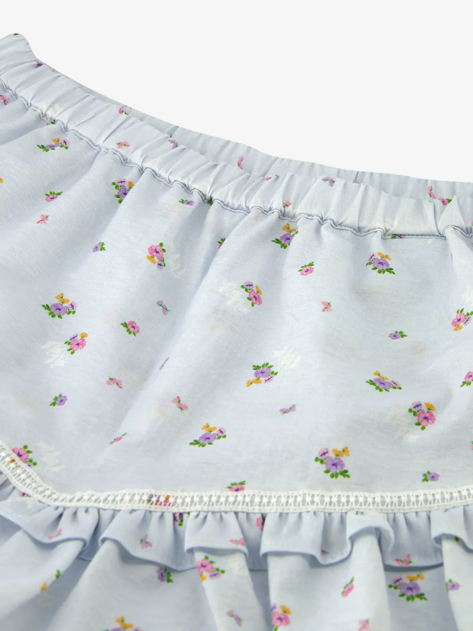 Gelaagde skort met bloemenprint en ruches