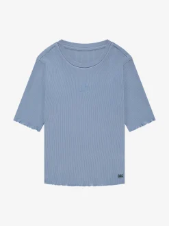 Geribbelde crop top met ruches