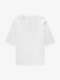Geribbelde crop top met ruches