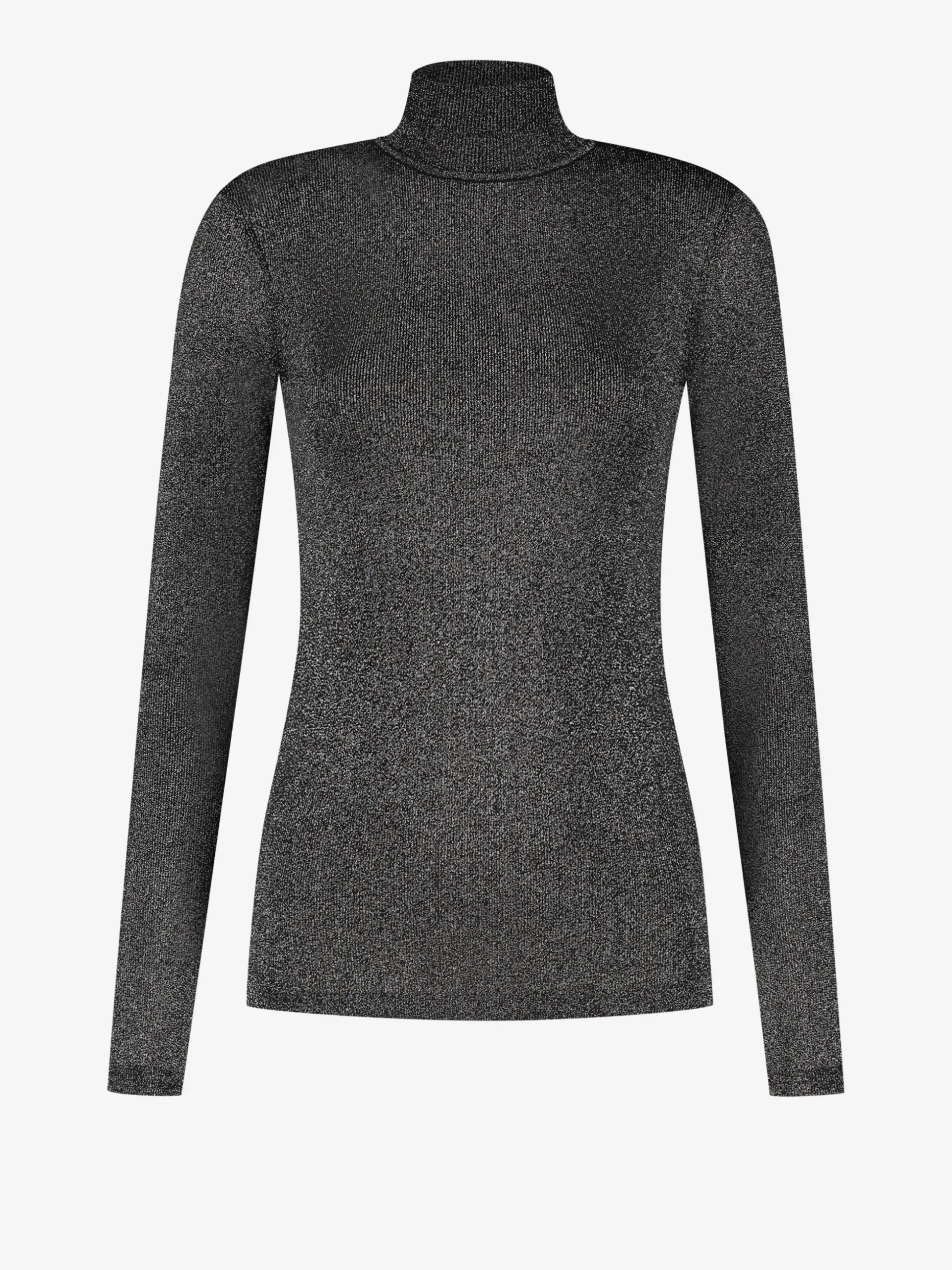 Geribbelde glitter top met col