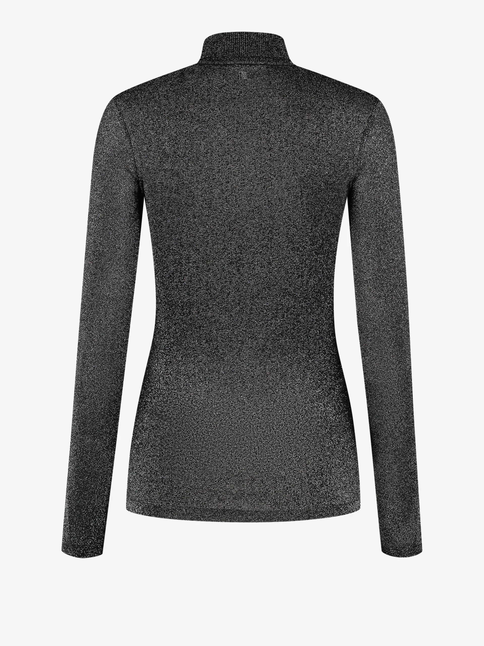 Geribbelde glitter top met col