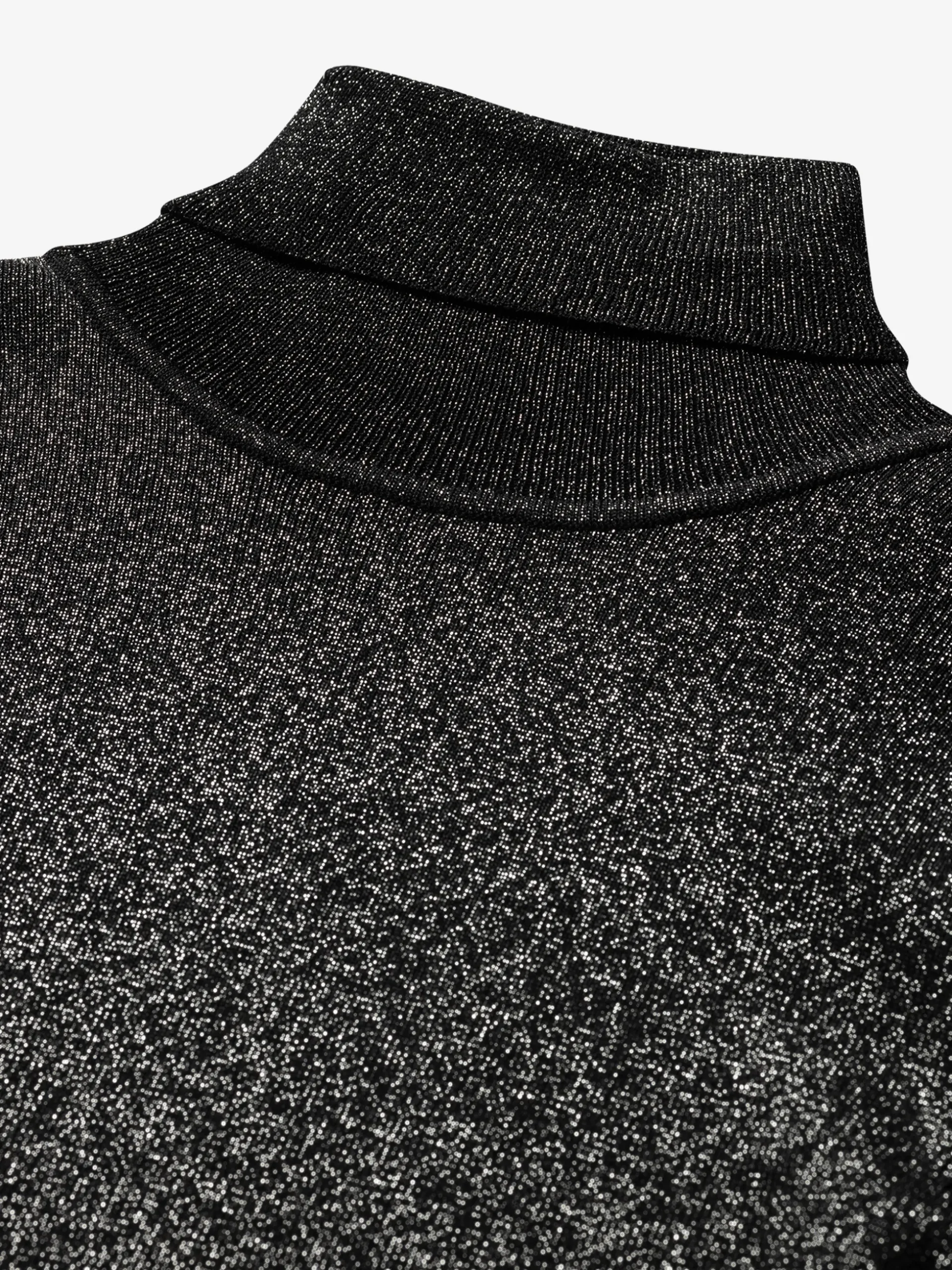 Geribbelde glitter top met col