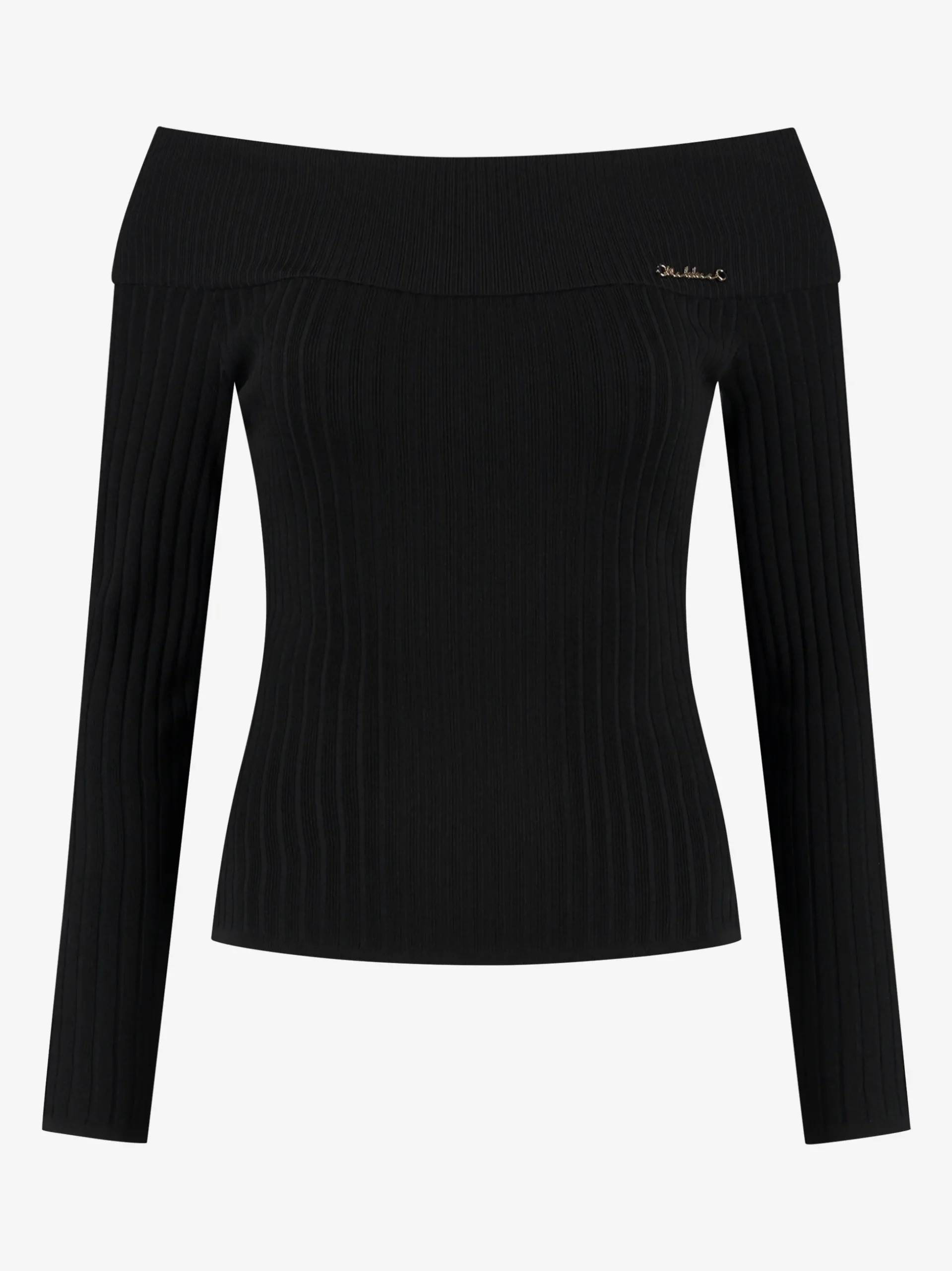 Geribbelde off shoulder top