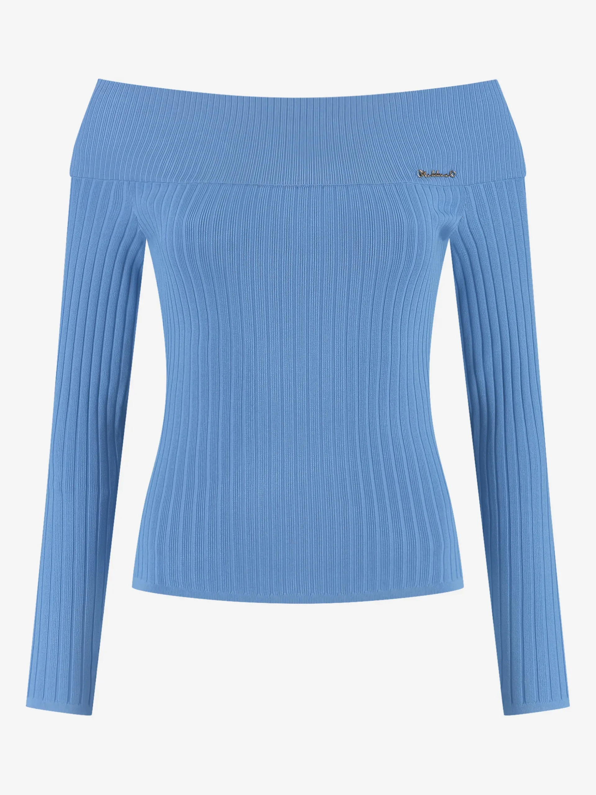 Geribbelde off shoulder top