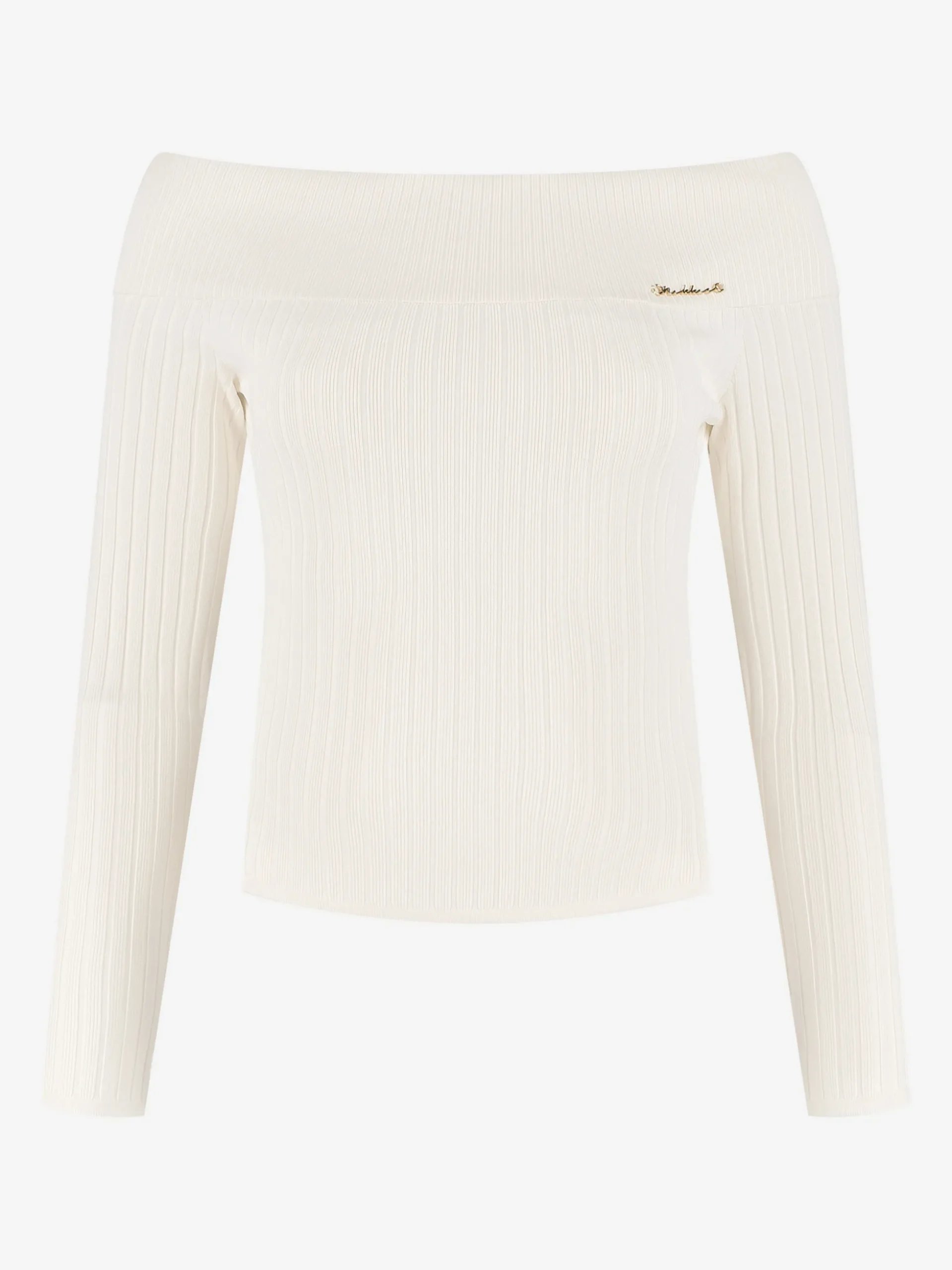 Geribbelde off shoulder top