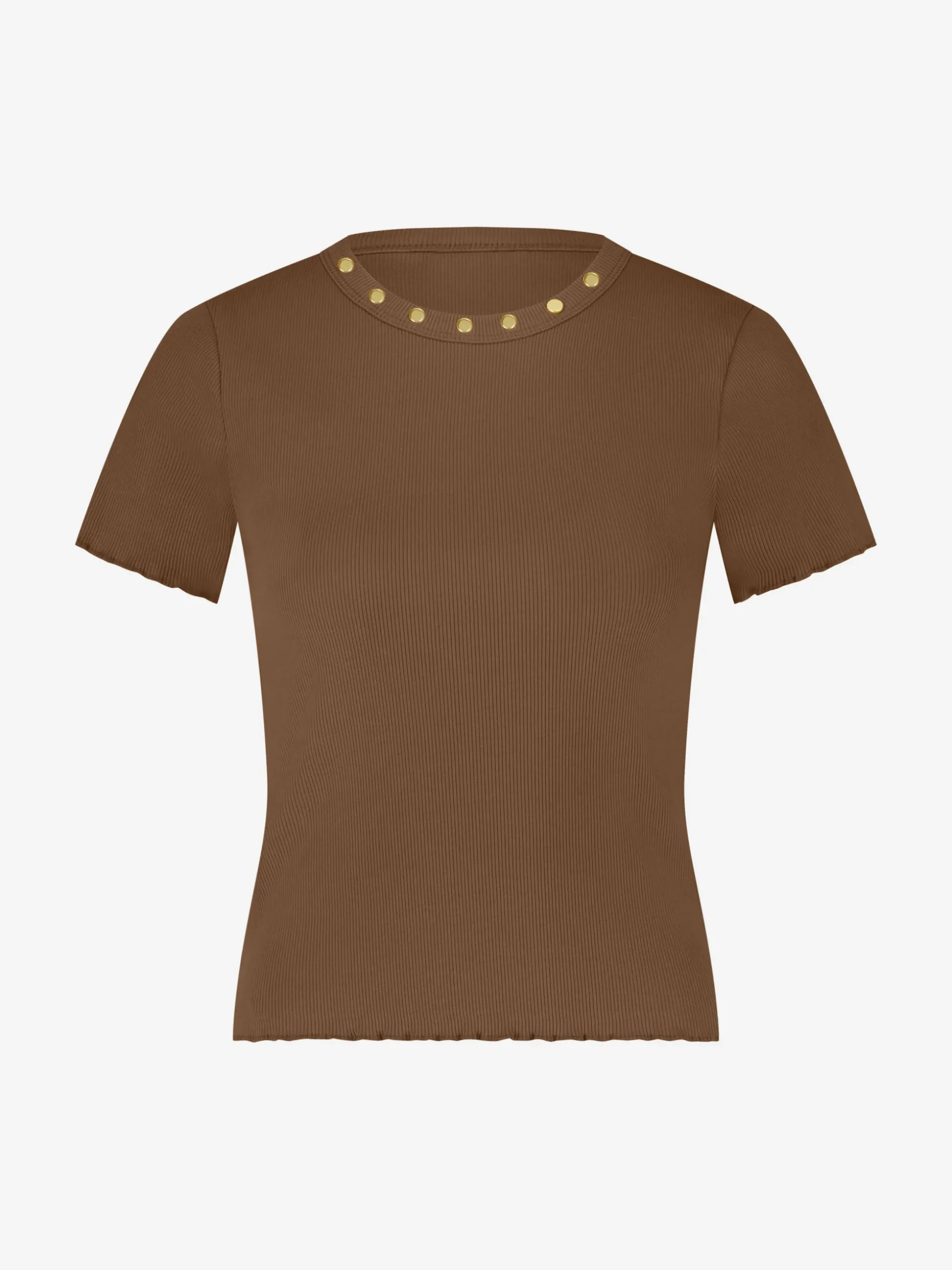 Geribbelde top met gerafelde mouwen en studs