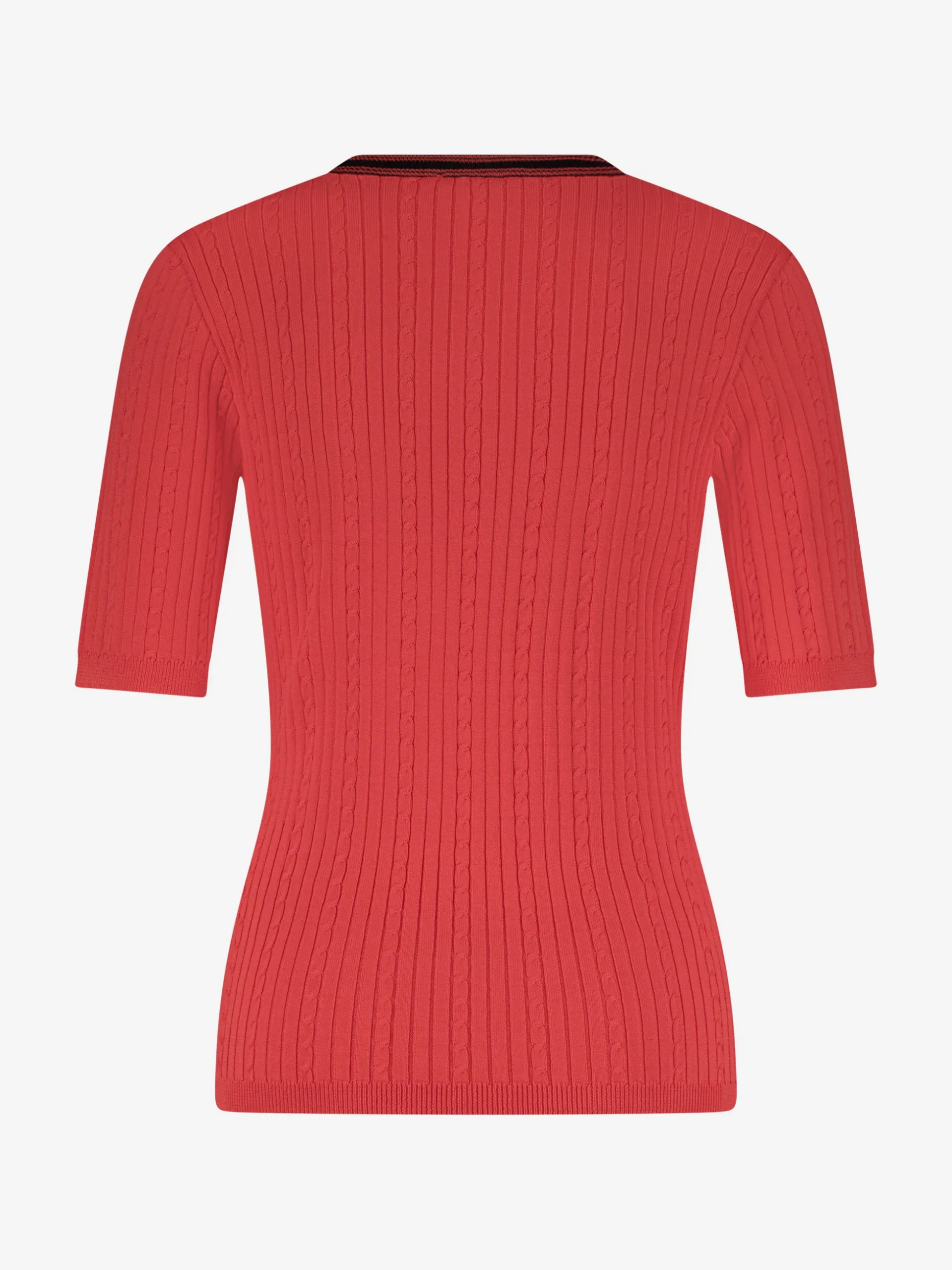 Geribbelde top met gevlochten en gestreepte details