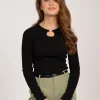 Geribbelde top met open detail