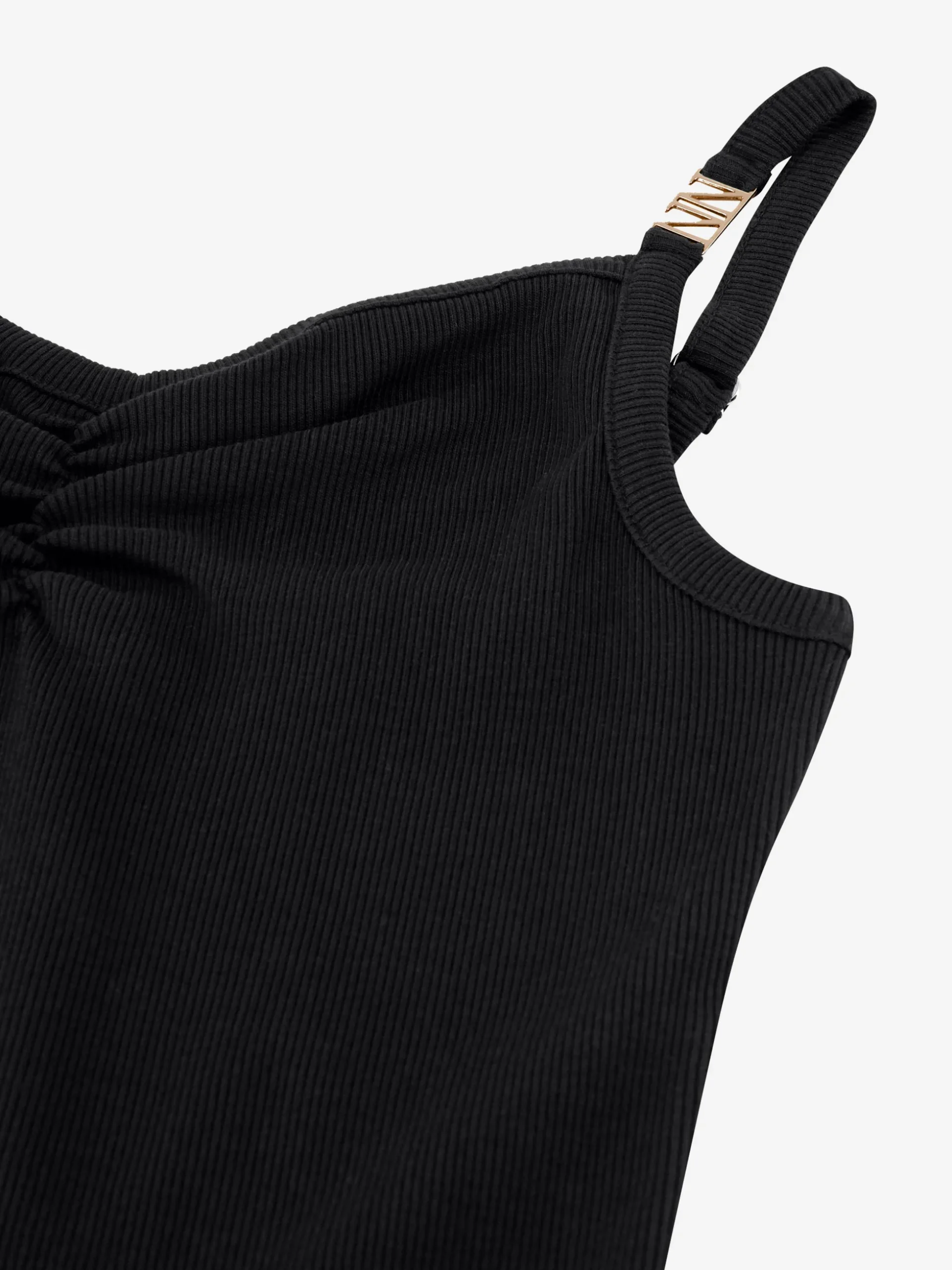 Geribde jurk met gedrapeerd detail