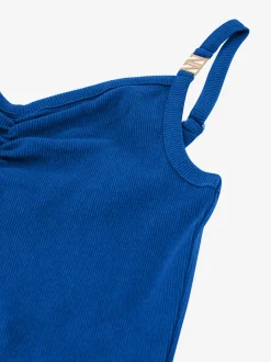 Geribde jurk met gedrapeerd detail