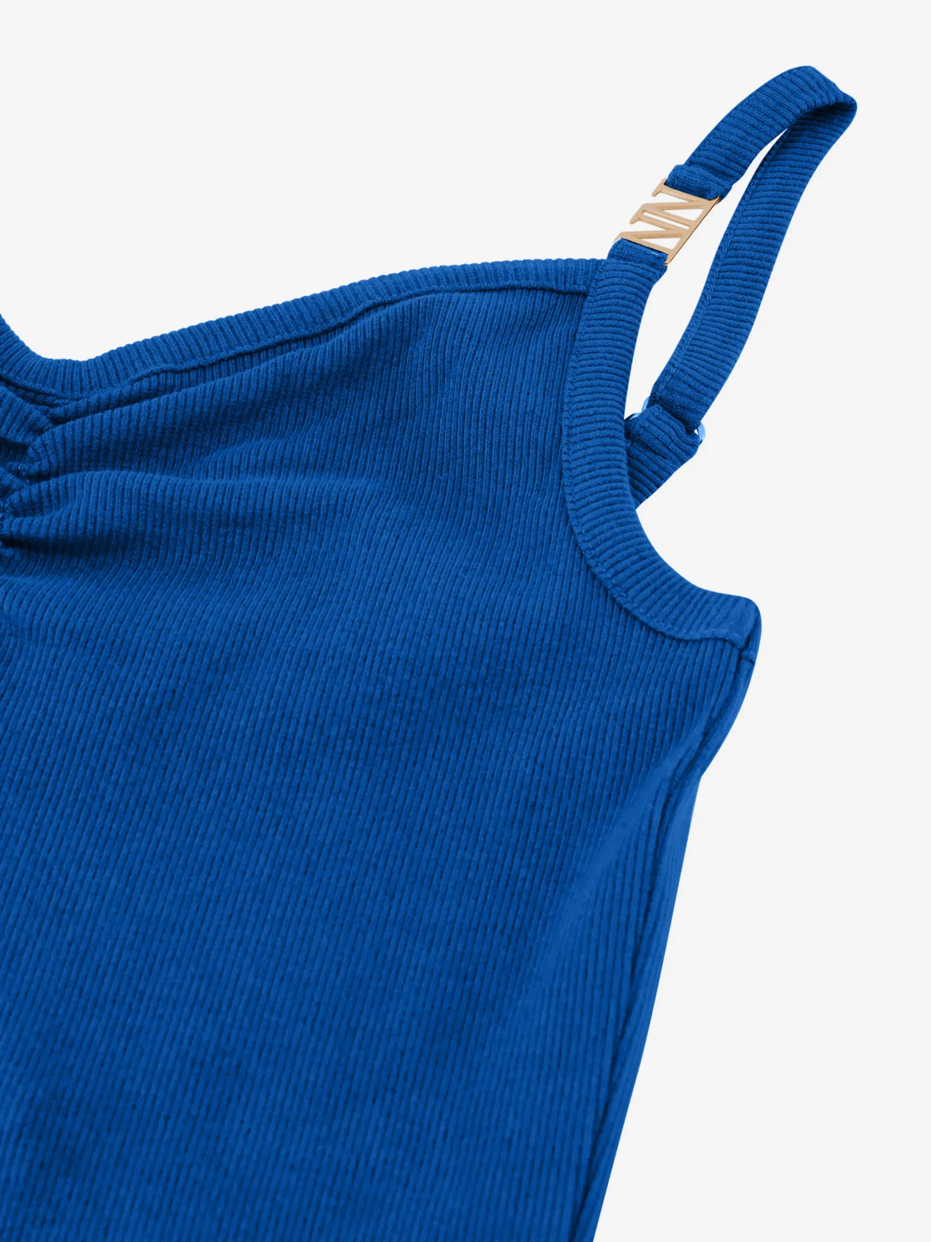 Geribde jurk met gedrapeerd detail