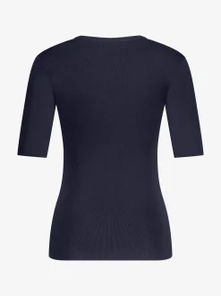Geribde top met cut-out details en logo gespen