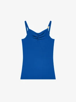 Geribde top met gedrapeerd detail
